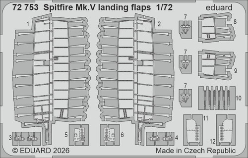 EDU72753 1/72 Eduard Photo Etch Spitfire Mk.V landing flaps For Eduard Photo Etch  MMD Squadron