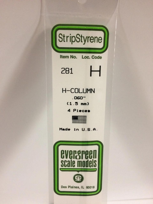 EVG281 Evergreen Styrene .060 H-Column (4)  MMD Squadron