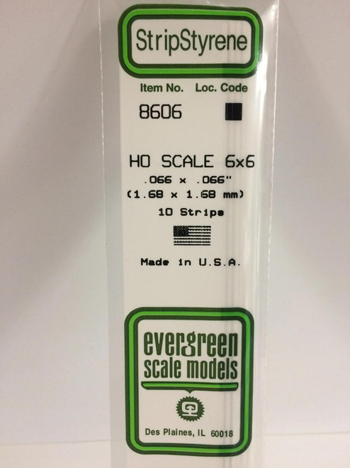 EVG8606 Evergreen Styrene HO Scale 6X6 Strips (10)  MMD Squadron