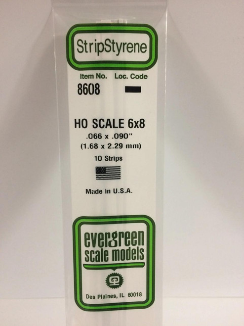 EVG8608 Evergreen Styrene HO Scale 6X8 Strips (10)  MMD Squadron