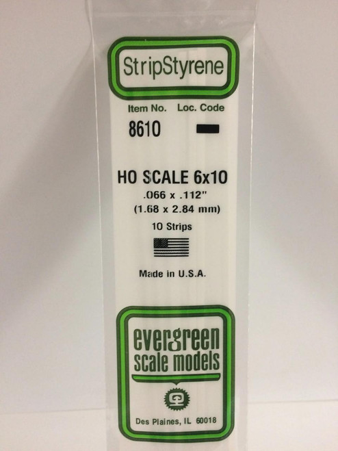 EVG8610 Evergreen Styrene HO Scale 6X10 Strips (10)  MMD Squadron