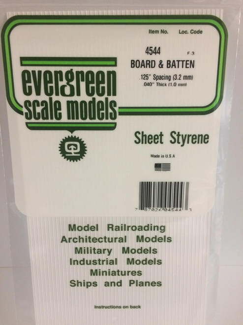 EVG4544 Evergreen Styrene Board & Batten, .125 SP  MMD Squadron