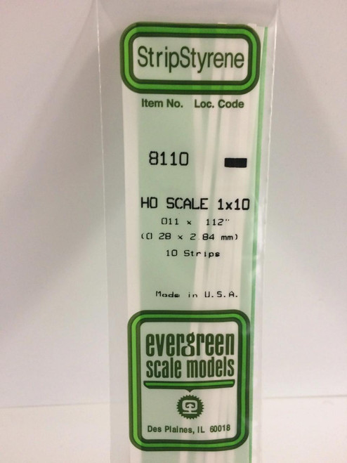 EVG8110 Evergreen Styrene HO Scale 1X10 Strips (10)  MMD Squadron