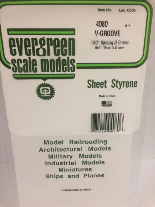 EVG4080 Evergreen Styrene V-Groove Siding, .080 SP  MMD Squadron