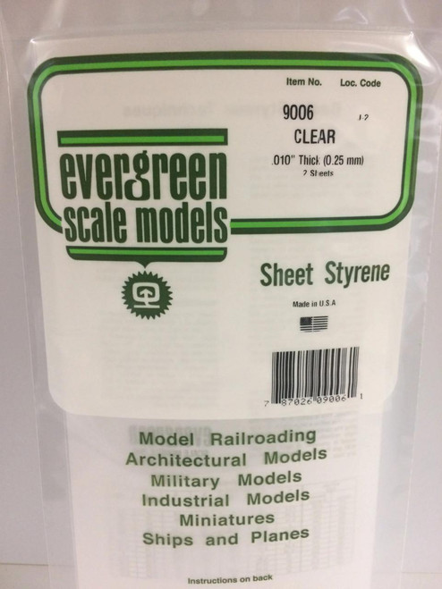 EVG9006 Evergreen Styrene Clear .010 (2)  MMD Squadron