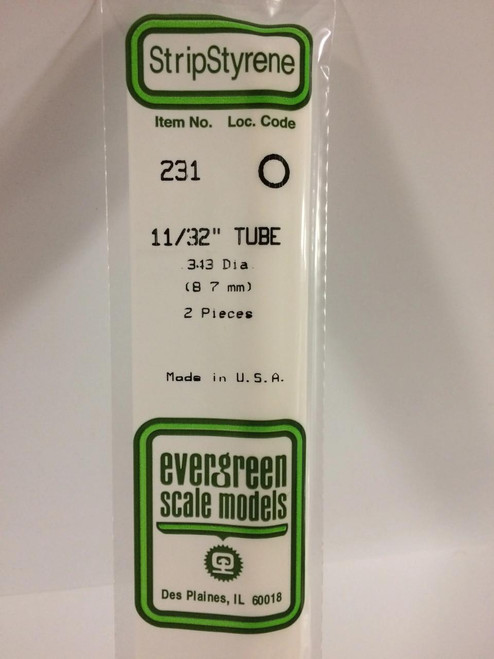 EVG231 Evergreen Styrene .344 Tube 11/32" (2)  MMD Squadron