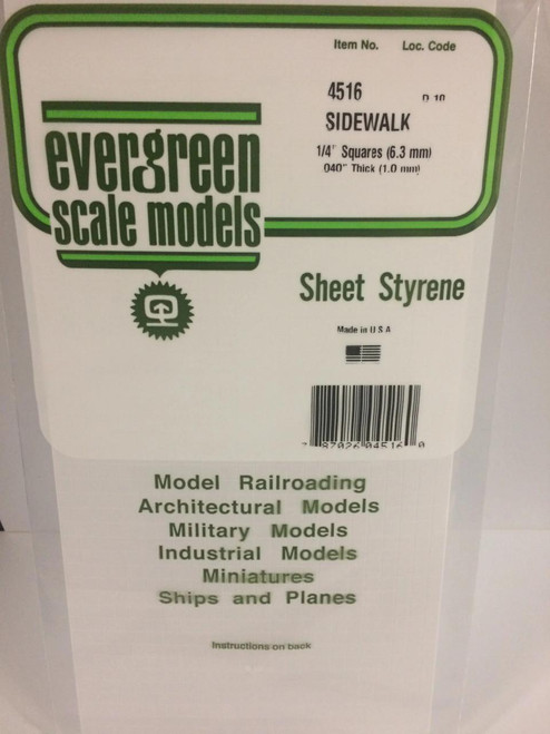 EVG4516 Evergreen Styrene 1/4 Sidewalk  MMD Squadron