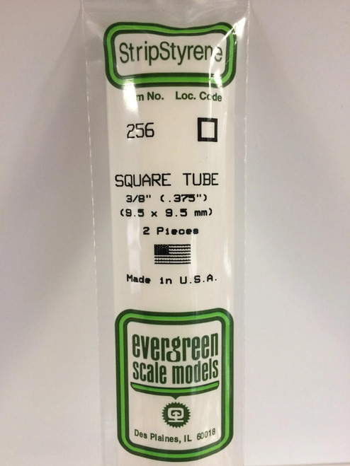 EVG256 Evergreen Styrene .375 Square Tube (2)  MMD Squadron