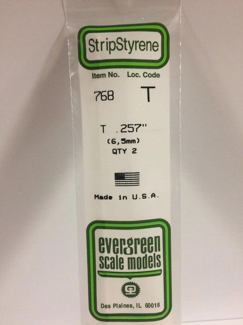 EVG768 Evergreen Styrene .257 T Shape (2)  MMD Squadron