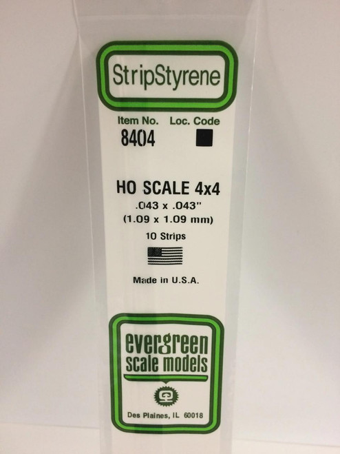EVG8404 Evergreen Styrene HO Scale 4X4 Strips (10)  MMD Squadron