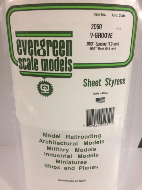EVG2050 Evergreen Styrene V-Groove Siding, .050 SP  MMD Squadron