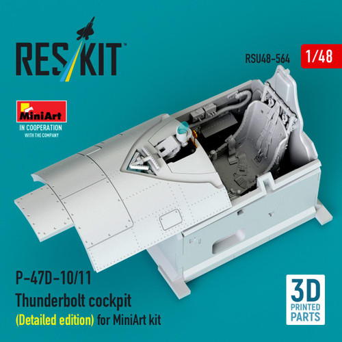 RES-RSU48-0564 1/48 Reskit P-47D-10/11 Thunderbolt cockpit (Detailed edition) for MiniArt kit 3D printed model kit  MMD Squadron