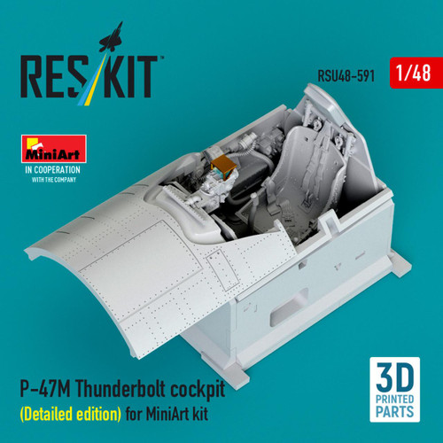 RES-RSU48-0591 1/48 Reskit P-47M Thunderbolt cockpit (Detailed edition) for MiniArt kit 3D printed model kit  MMD Squadron