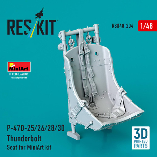RES-RSU48-0204 1/48 Reskit P-47D-25/26/28/30 Thunderbolt Seat for MiniArt kit 3D printed model kit  MMD Squadron