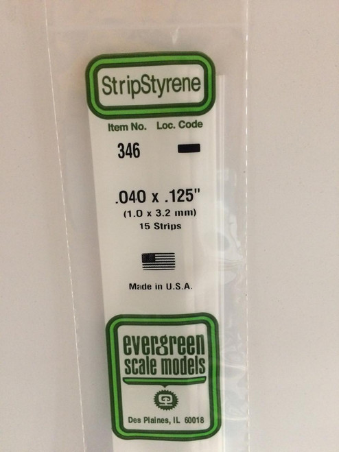 EVG346 Evergreen Styrene .040 x .125 x 60cm 15pc  MMD Squadron