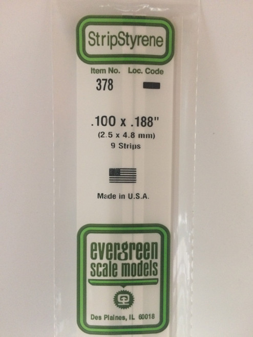Evergreen Styrene .100 x .188 x 60cm 9pc