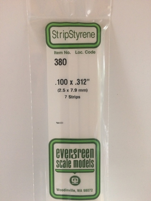 Evergreen Styrene .100 x .312 x 60cm 7pc