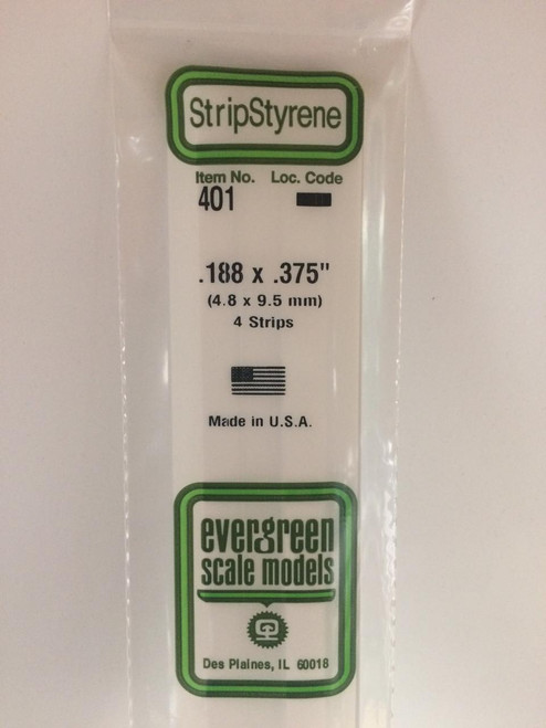 EVG401 Evergreen Styrene .188 x .375 x 60cm 4pc  MMD Squadron