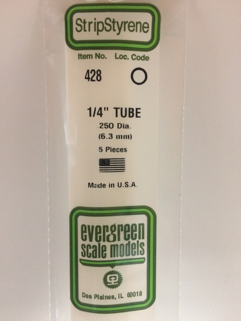 Evergreen Styrene .250 x 60cm Tube 5pc