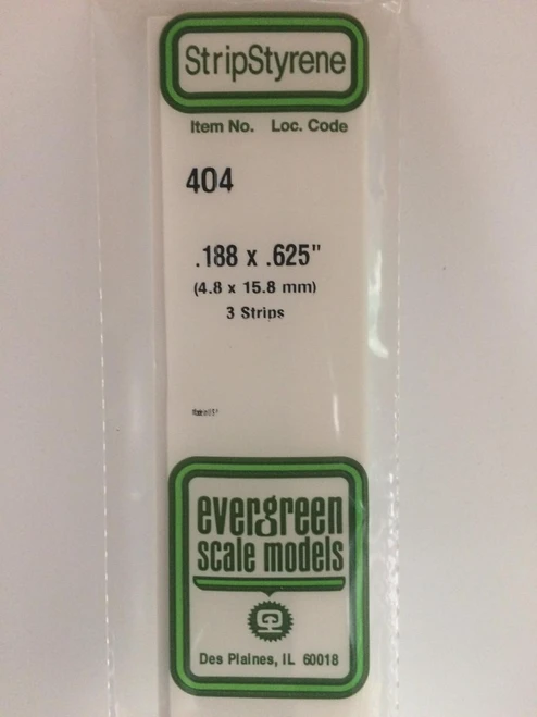 EVG404 Evergreen Styrene .188 x .625 x 60cm 3pc  MMD Squadron