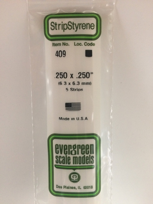 Evergreen Styrene .250 x .250 x 60cm 5pc