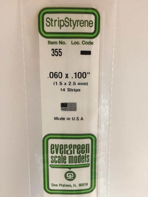EVG355 Evergreen Styrene .060 x .100 x 60cm 14pc  MMD Squadron
