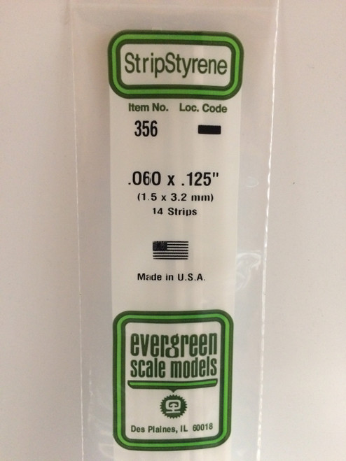 Evergreen Styrene .060 x .125 x 60cm 14pc