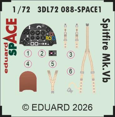 EDU3DL72088 1/72 Eduard Spitfire Mk.Vb SPACE for IBG MODELS  MMD Squadron
