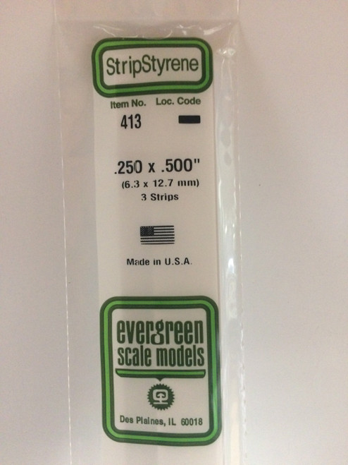 Evergreen Styrene .250 x .500 x 60cm 3pc