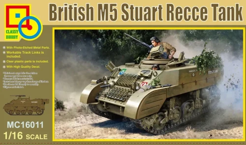 CLH-MC16011 1/16 Classy Hobby British Stuart M5 Recce Tank Plastic Model Kit  MMD Squadron