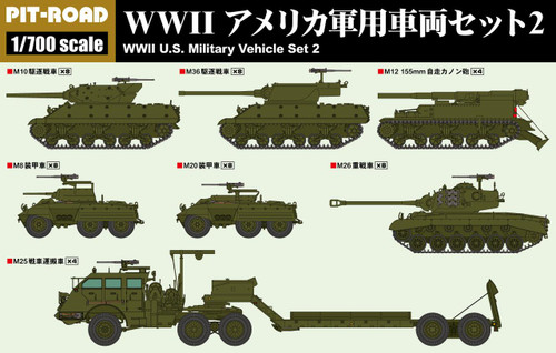 PITMI12 1/700 Pitroad  WWII U.S. Military Vehicle Set 2  MMD Squadron
