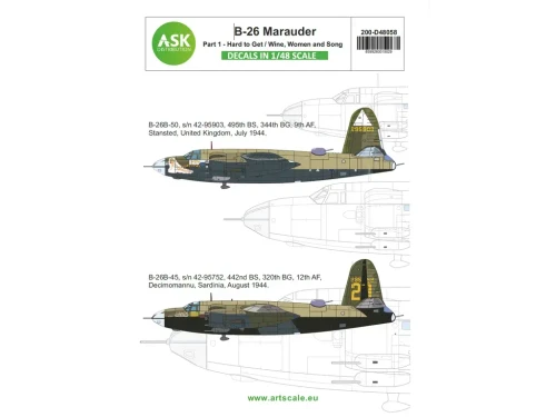ASKD48058 1/48 Art Scale B-26B Marauder part 1 - Over Europe: Wine, Women and Song and Hard To Get  MMD Squadron