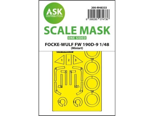 ASKM48333 1/48 Art Scale Fw 190D  one-sided express fit  mask for MINIART  MMD Squadron