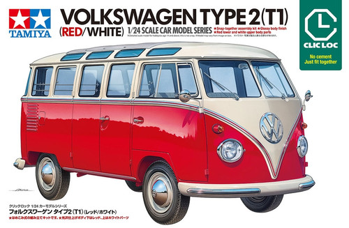 1/24 Tamiya Volkswagen Type 2 (T1) (Red/White) Plastic Model Kit - PREORDER