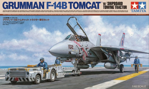 1/48 Tamiya Grumman F-14B Tomcat w/Towing Tractor Plastic Model Kit - PREORDER