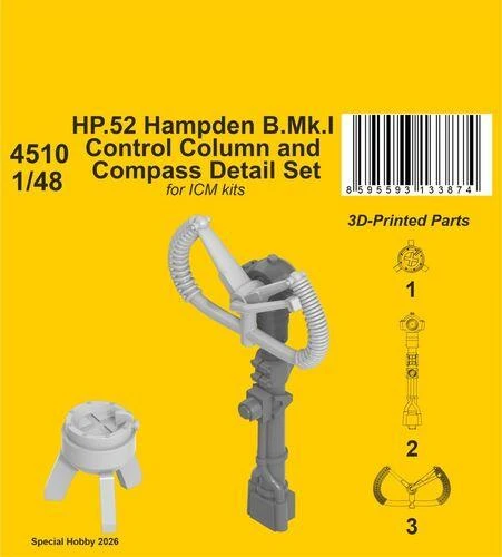  CMK-129-4510   1/48 CMK HP.52 Hampden B.Mk.I - Control Column and Compass Detail Set for ICM kits   MMD Squadron