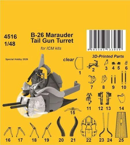  CMK-129-4516   1/48 CMK B-26  Tail Gun Turret for ICM kits   MMD Squadron
