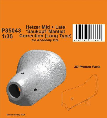  CMK-129-P35043   1/35 CMK Hetzer Mid + Late Saukopf Mantlet Correction (Long Type) for Academy kits   MMD Squadron