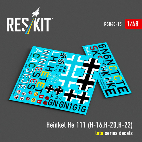  RES-RSB48-0015   1/48 Reskit Heinkel He 111 (H-16,H-20,H-22) late series decals   MMD Squadron