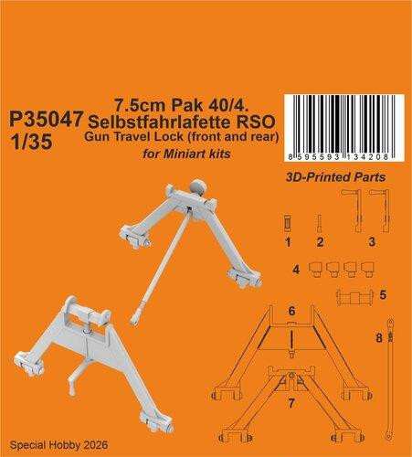 CMK-129-P35047  1/35 CMK 7.5cm Pak 40/4. Selbstfahrlafette RSO  Gun Travel Lock (front and rear)/ for Miniart kit   MMD Squadron