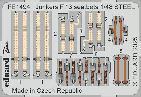 1/48 Eduard Junkers F.13 seatbelts STEEL Zoom set for MINIART