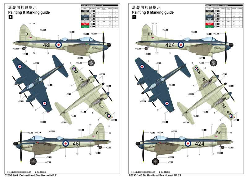 トランペッター 1/48 デ・ハビランド シーホーネット NF.21 プラモデル w17b8b5 1/48 Trumpeter DeHavilland Sea Hornet NF21 Fighter - Squadron.com
