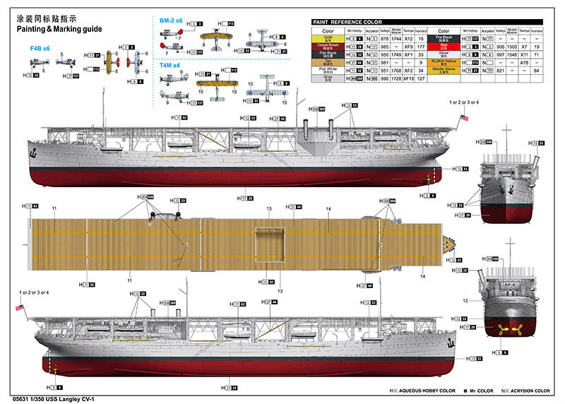 1/350 Trumpeter USS Langley CV1 Aircraft Carrier - Squadron.com