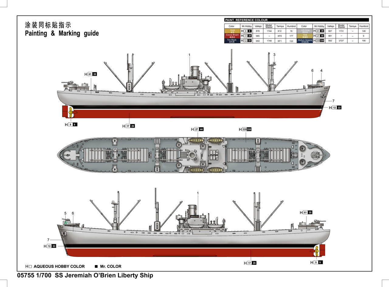 ソフビ　LIBERTY SHIP 1st COLOR 1:350 Trumpeter 05301 WWII Liberty Ship S.S. Jeremiah O Brien