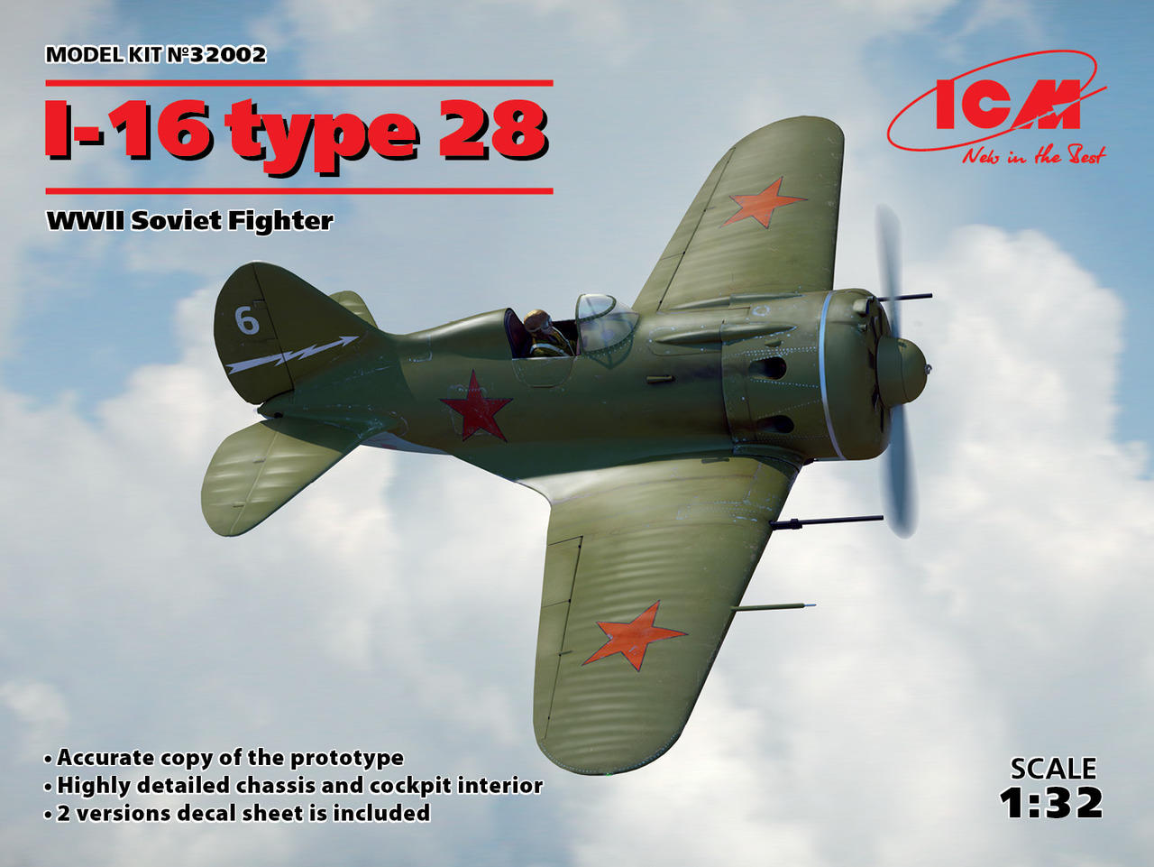 ミリタリー 各種 1/32 ICM I-16 type 28, WWII Soviet Fighter - Squadron.com