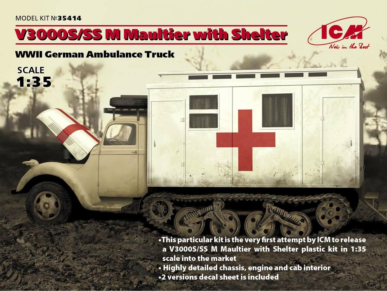 1/35 ICM V3000S/SS M Maultier with Shelter, WWII German Truck