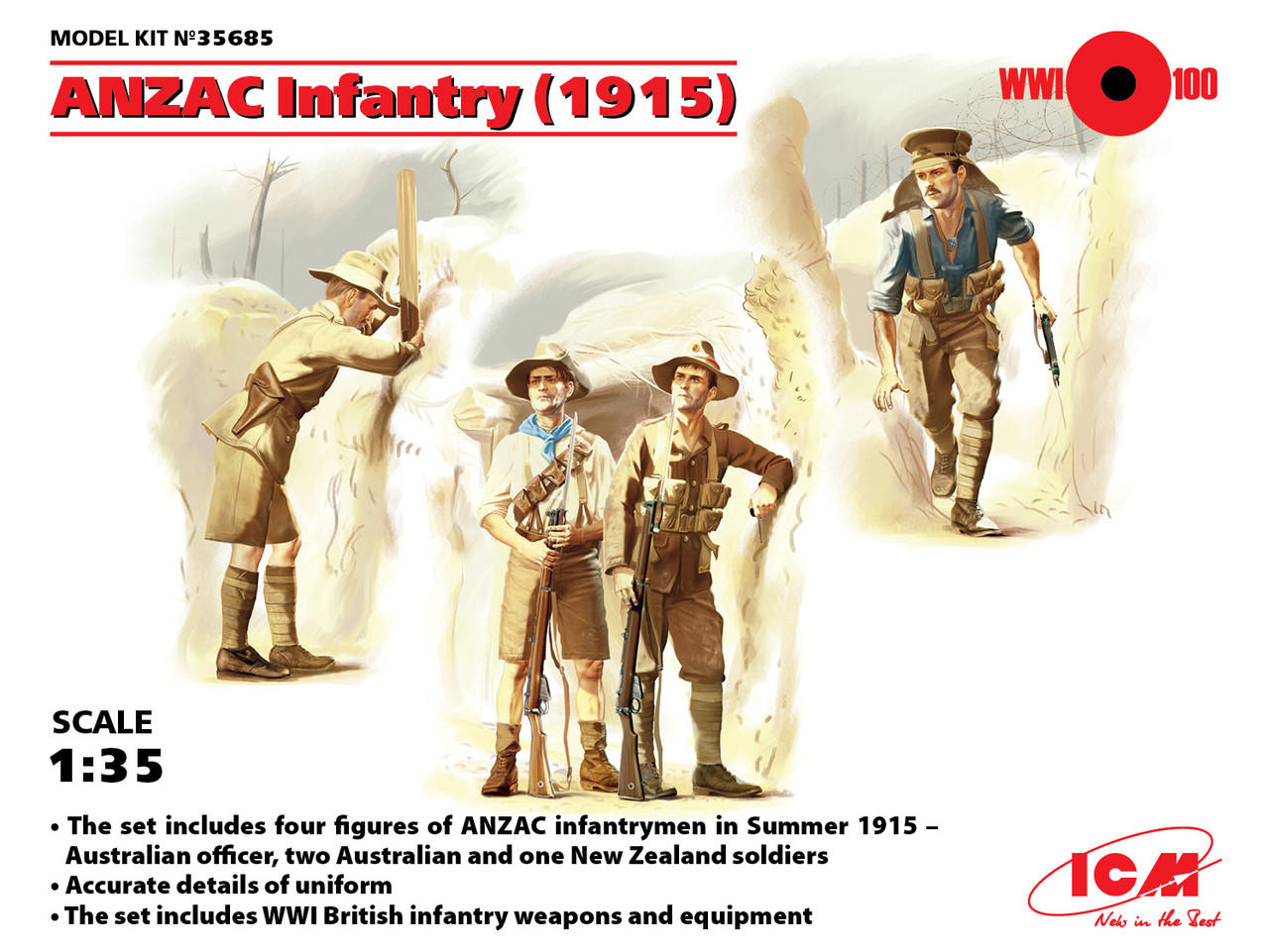 1/35 ICM ANZAC Infantry (1915) (4 figures) - Squadron.com