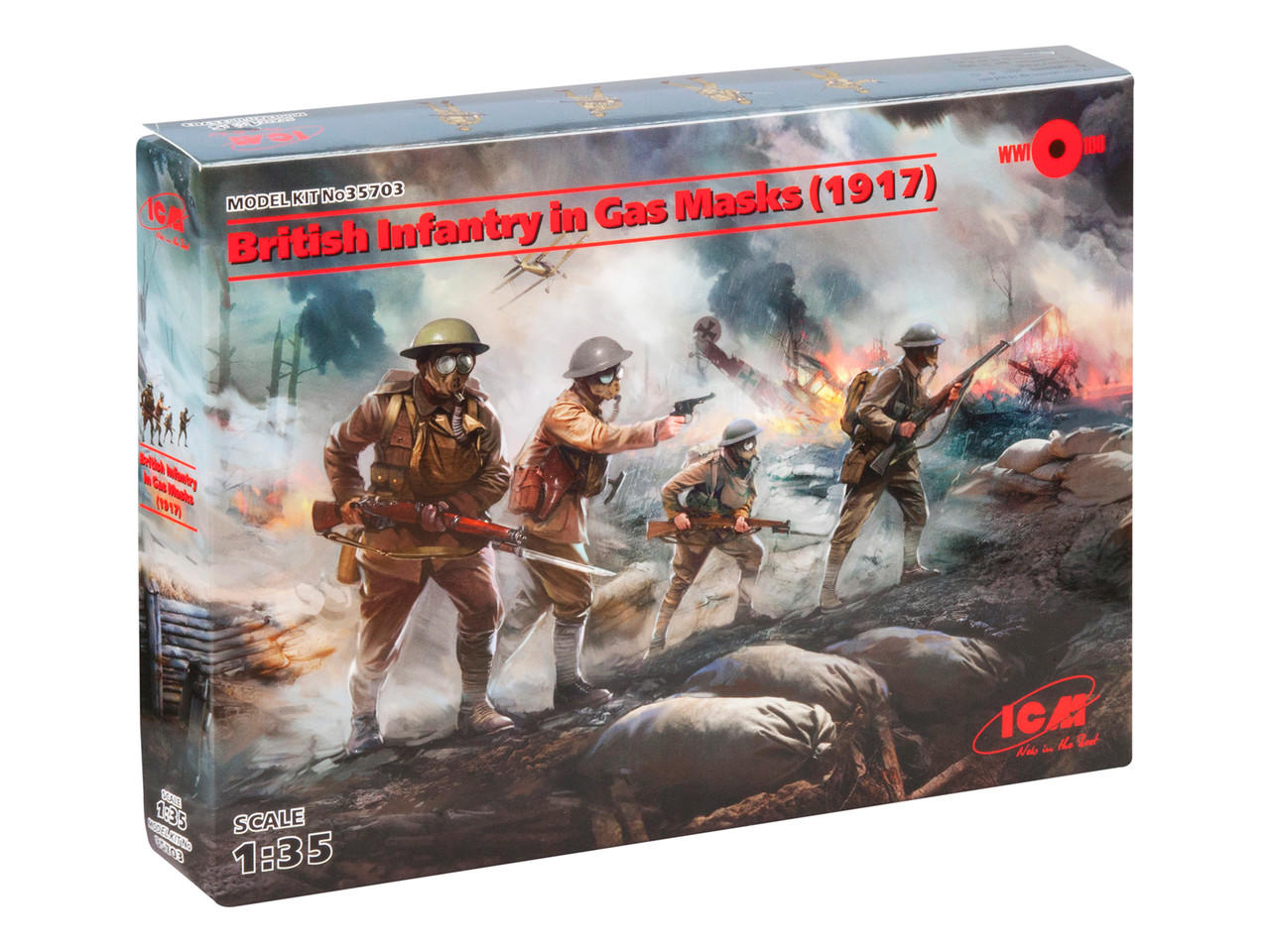 1/35 ICM British Infantry in Gas Masks (1917) (4 figures