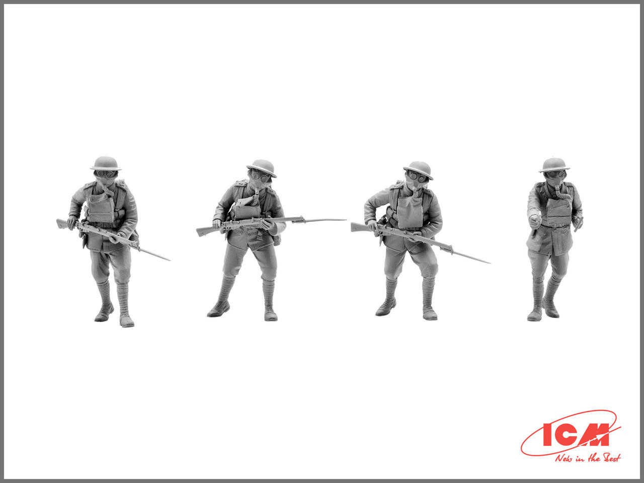 CC様　ジオラマ　第一世界戦争　イギリス軍　1917 完成品　ICM 35703 1/35 ICM British Infantry in Gas Masks (1917) (4 figures