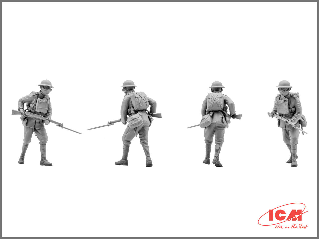 CC様　ジオラマ　第一世界戦争　イギリス軍　1917 完成品　ICM 35703 1/35 ICM British Infantry in Gas Masks (1917) (4 figures